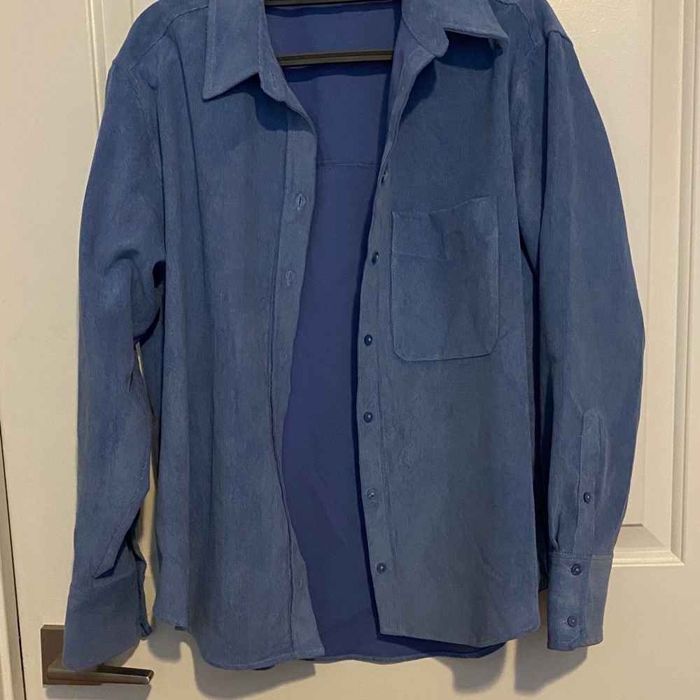 Woman’s Blue Long-Sleeve Button Shirt